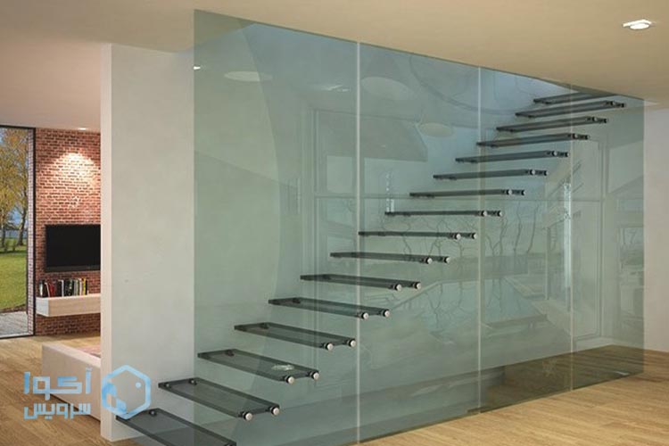 پله شیشه ای برای طراحی داخلی مدرن